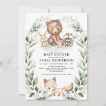 Elegantes animales de Woodland Baby Shower Greener