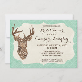 Invitación Elegantes Antlers Rústicos Country Bridal Shower