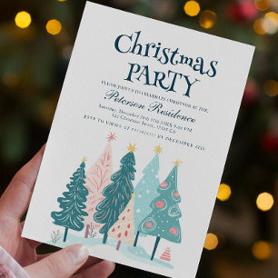 Invitación Elegantes árboles de Navidad dibujando a Navidades