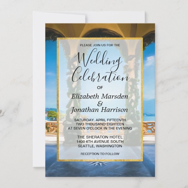 Invitación Elegantes Arcos de Bodas de Destino de Italia (Anverso)