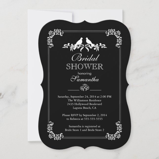 Invitación Elegantes Aves Amables Ducha Bridal (Anverso)