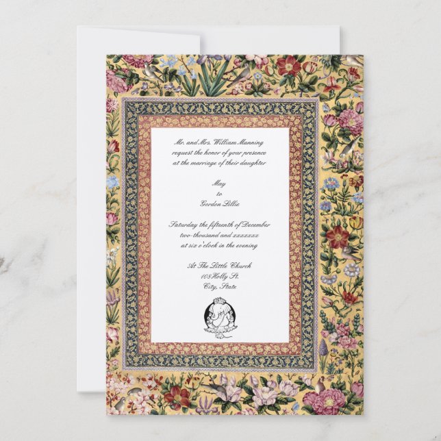 Invitación Elegantes aves indias y Boda floral de la época 16 (Anverso)