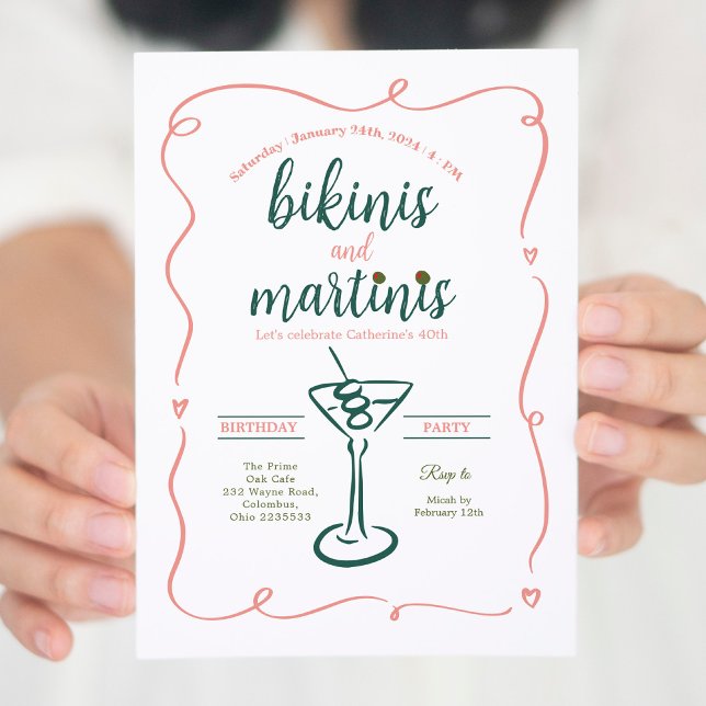 Invitación Elegantes bikinis y martinis cumpleaños número 30 (Subido por el creador)