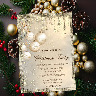 Invitación Elegantes bolas de Navidad con gotas de oro de Nav