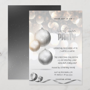 Invitación Elegantes bolas empresa de bokeh fiesta de Navidad