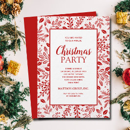 Invitación Elegantes Botánicos Rojos Fiesta de Navidad