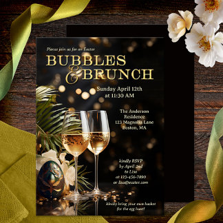 Invitación Elegantes Burbujas de Pascua y Brunch