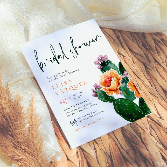 Invitación Elegantes Cactus del Desierto Boho y Flores Ducha  (Subido por el creador)