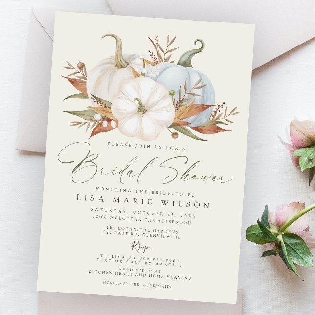 Invitación Elegantes Calabazas Azul Dusty Caen Ducha Bridal (Subido por el creador)