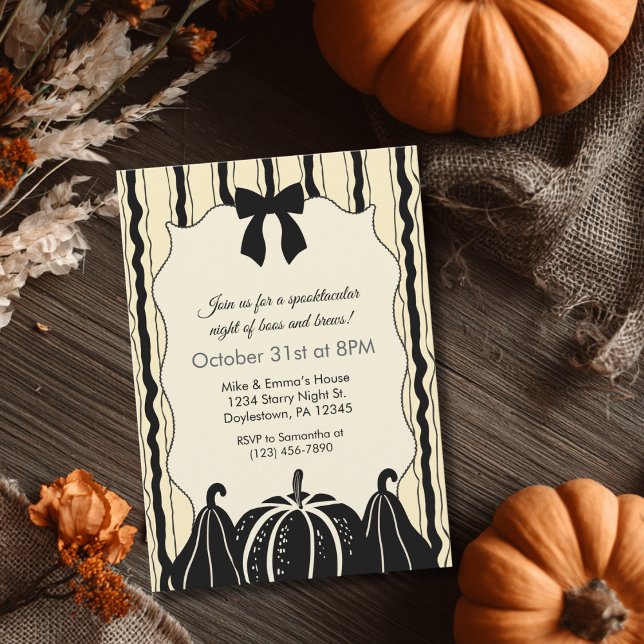 Invitación Elegantes calabazas de barro y franjas Moda Hallow (Subido por el creador)