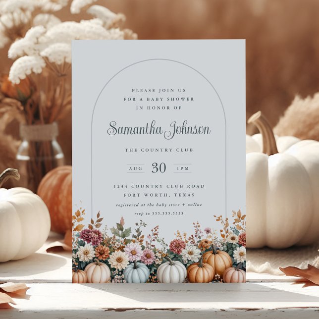 Invitación Elegantes calabazas otoñales y Baby Shower florals (Subido por el creador)