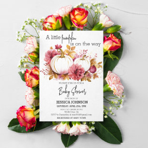 Invitación Elegantes calabazas rosa blanco Baby Shower