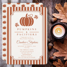 Invitación Elegantes Calabazas y Chupetes para Baby Shower de