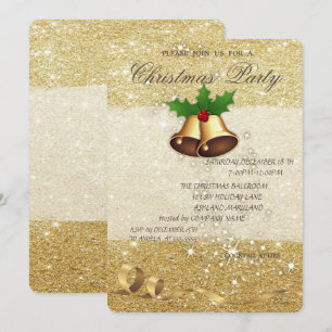 Invitación Elegantes campanas de Navidades, Purpurinoso, Fies