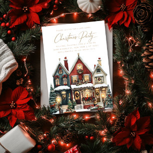 Invitación Elegantes casas clásicas Navidades de aldea Fiesta