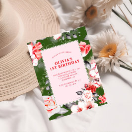 Invitación Elegantes Chicas florales 1er cumpleaños