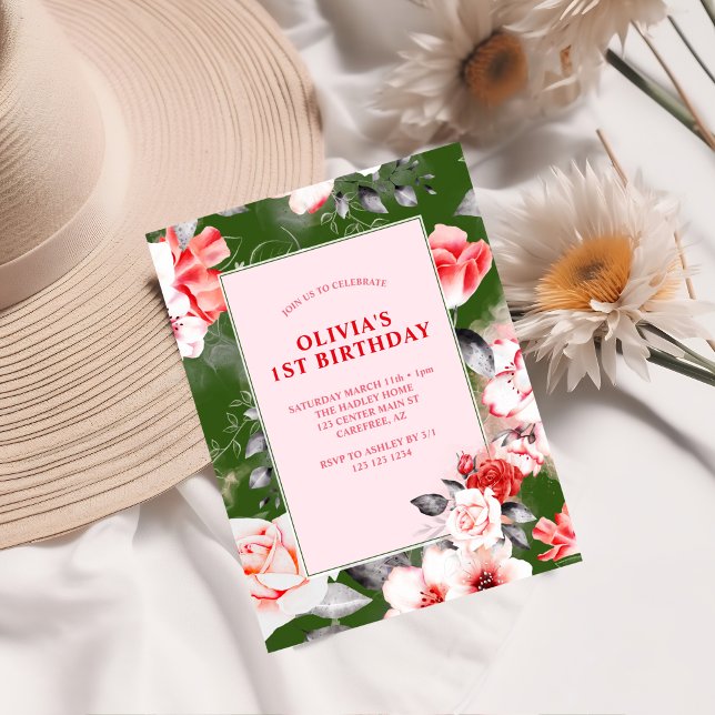 Invitación Elegantes Chicas florales 1er cumpleaños (Subido por el creador)