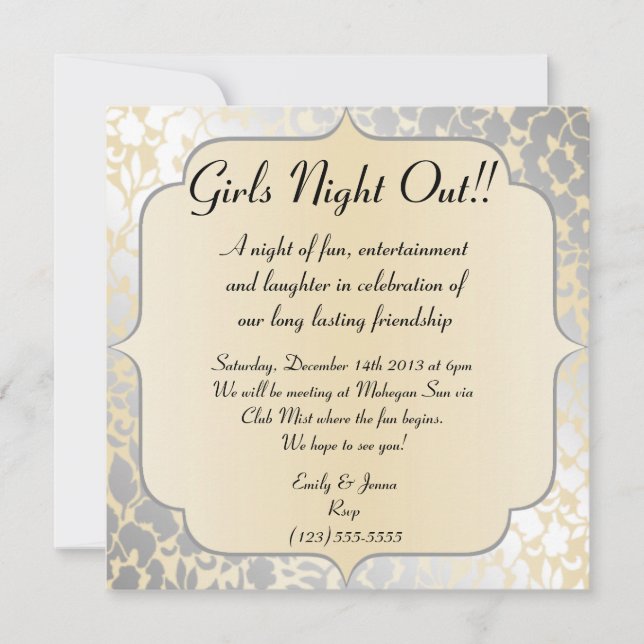 Invitación Elegantes Chicas metalúrgicos Beige Invitan De Noc (Anverso)