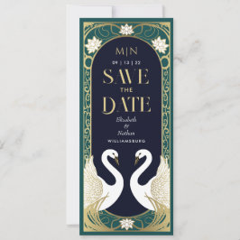 Invitación Elegantes cisnes Art Nouveau salvan la fecha