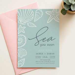 Invitación Elegantes Conchas Costeras para Baby Shower