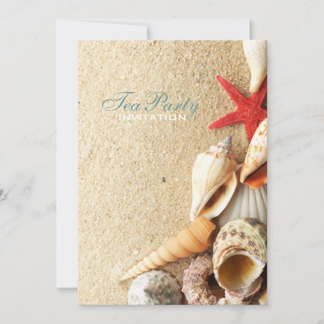 Invitación elegantes conchas de playa ducha de novia té fiest (Anverso)