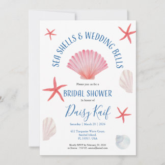 Invitación Elegantes conchas marinas y campanas de boda Despe