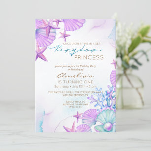 Invitación Elegantes conchas oceánicas Playa Primer Cumpleaño