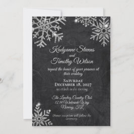 Invitación Elegantes copos de nieve de diamantes sobre Boda n