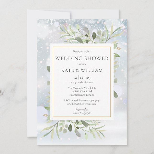 Invitación Elegantes copos de nieve de invierno para la ducha (Anverso)