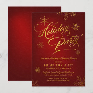 Invitación Elegantes copos de nieve de oro para fiestas de va