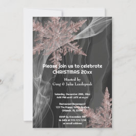 Invitación Elegantes copos de nieve de seda negra y cobre