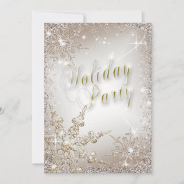 Invitación Elegantes copos de nieve en la fiesta de feriado d
