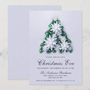 Invitación Elegantes copos de nieve Navidades feriados en árb