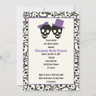 Invitación Elegantes cráneos boda de Halloween ducha de novia