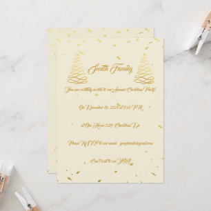 Invitación Elegantes cremas y Navidades de oro entreteniendo