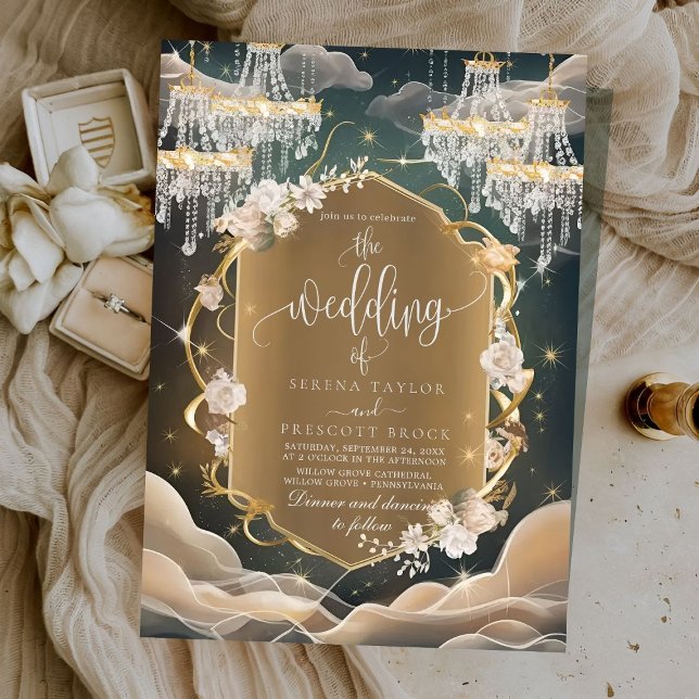 Invitación Elegantes cristales opulentos místicos y Boda flor (Subido por el creador)