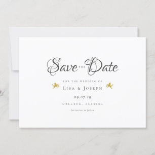 Invitación Elegantes Cupidos de Oro Elegante Letra Guarde la