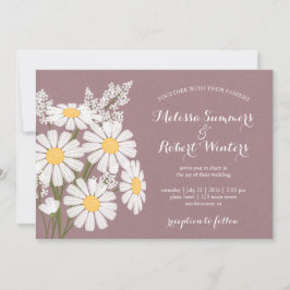 Invitación Elegantes Daisies Blancos Florales Boda Rosa