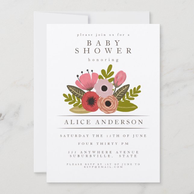 Invitación Elegantes Damas Bouquet Baby Shower personalizado (Anverso)