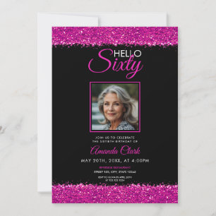Invitación Elegantes damas negras y rosadas 60 años cumpleaño