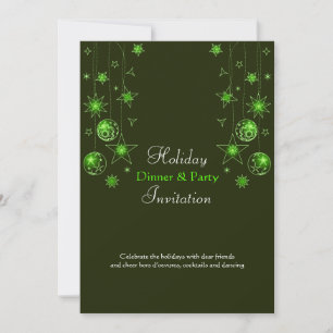 Invitación Elegantes decoraciones Verdes de Navidad