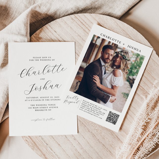 Invitación Elegantes detalles Minimalistas Boda de fotos RSVP (Subido por el creador)