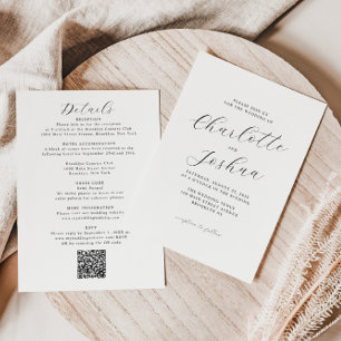 Invitación Elegantes detalles Minimalistas RSVP Boda de códig