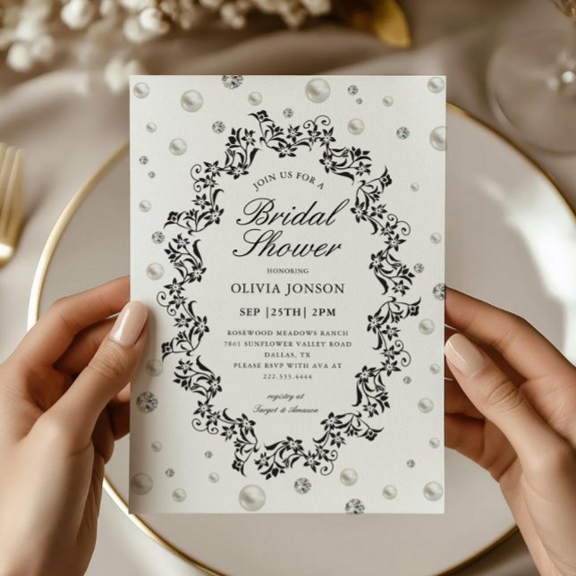 Invitación Elegantes diamantes clásicos y duchas nupciales de (Subido por el creador)