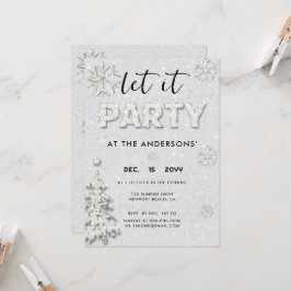 Invitación Elegantes Diamantes de imitación blancos Navidades