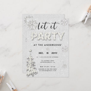 Invitación Elegantes Diamantes de imitación blancos Navidades