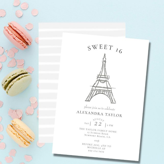 Invitación Elegantes Diamantes de imitación Eiffel París Dulc (Subido por el creador)