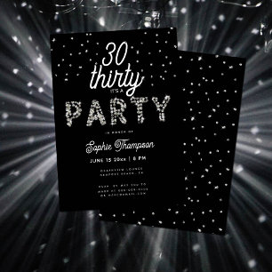 Invitación Elegantes Diamantes de imitación Purpurina Negro 3