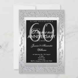 Invitación Elegantes diamantes plateados 60 años Boda