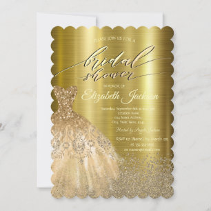 Invitación Elegantes diamantes vestidos con metal dorado